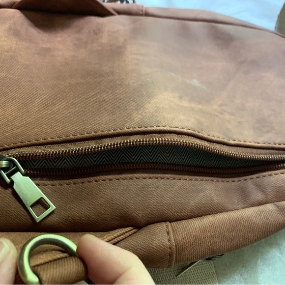 Brown Sling Bag with Patterned Strap NWOT - Picture 5 of 8